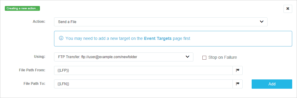 Send a File Event Action