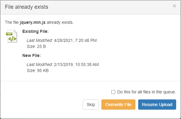 Existing Folder in Cerberus FTP Server Web Client