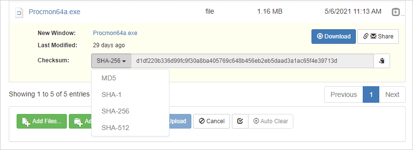 New Checksum option for Web Client Files