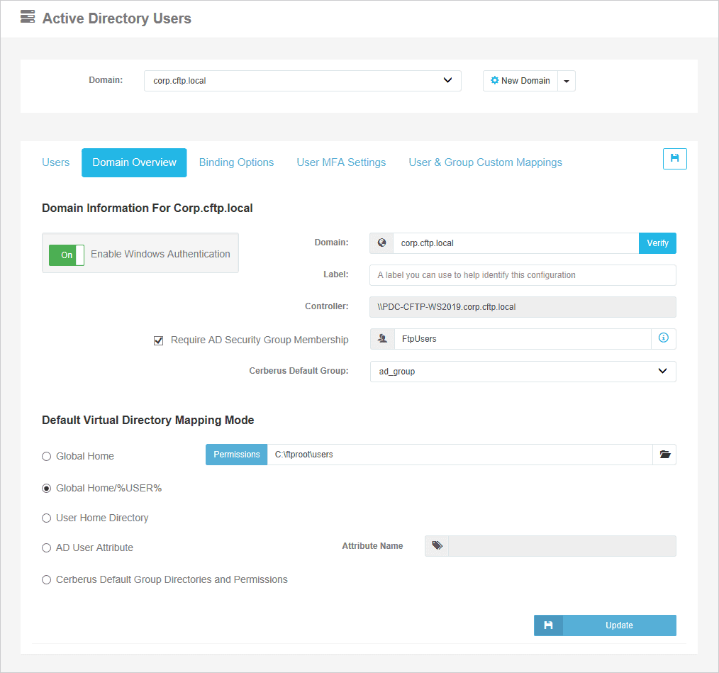 Cerberus FTP Server Active Directory Integration