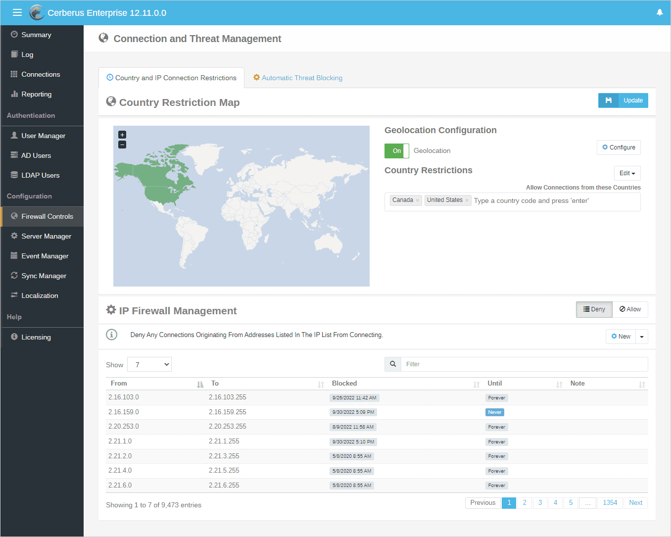 cerberus-ftp-server-country-restriction-map Cerberus FTP Server IP Allow Deny Settings
