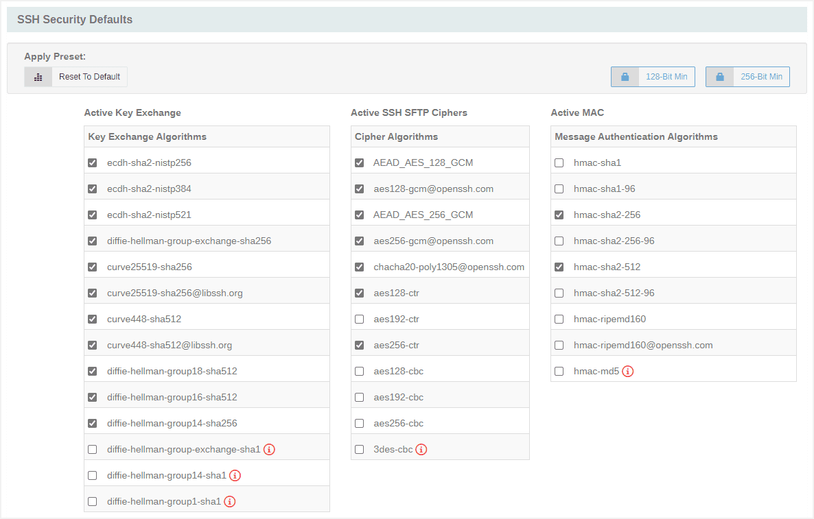 SSH Security Defaults