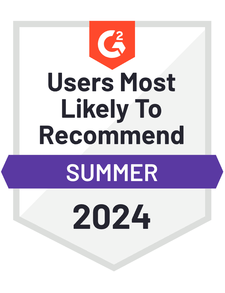 Users Most Likely to Recommend Summer G2 Badge 2024
